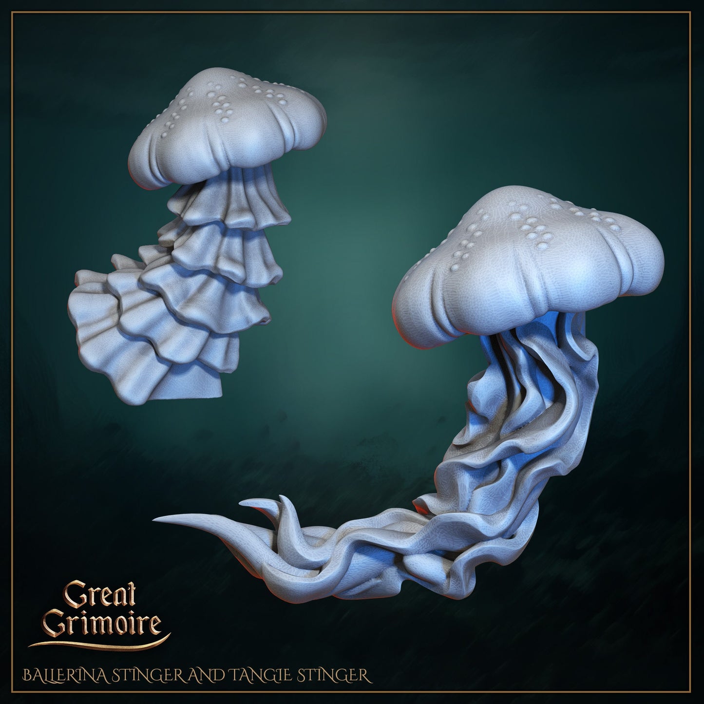 Underwater Sentinels, Jellyfish Warriors | Gathering Storm | D&D Tabletop Miniature | Great Grimoire