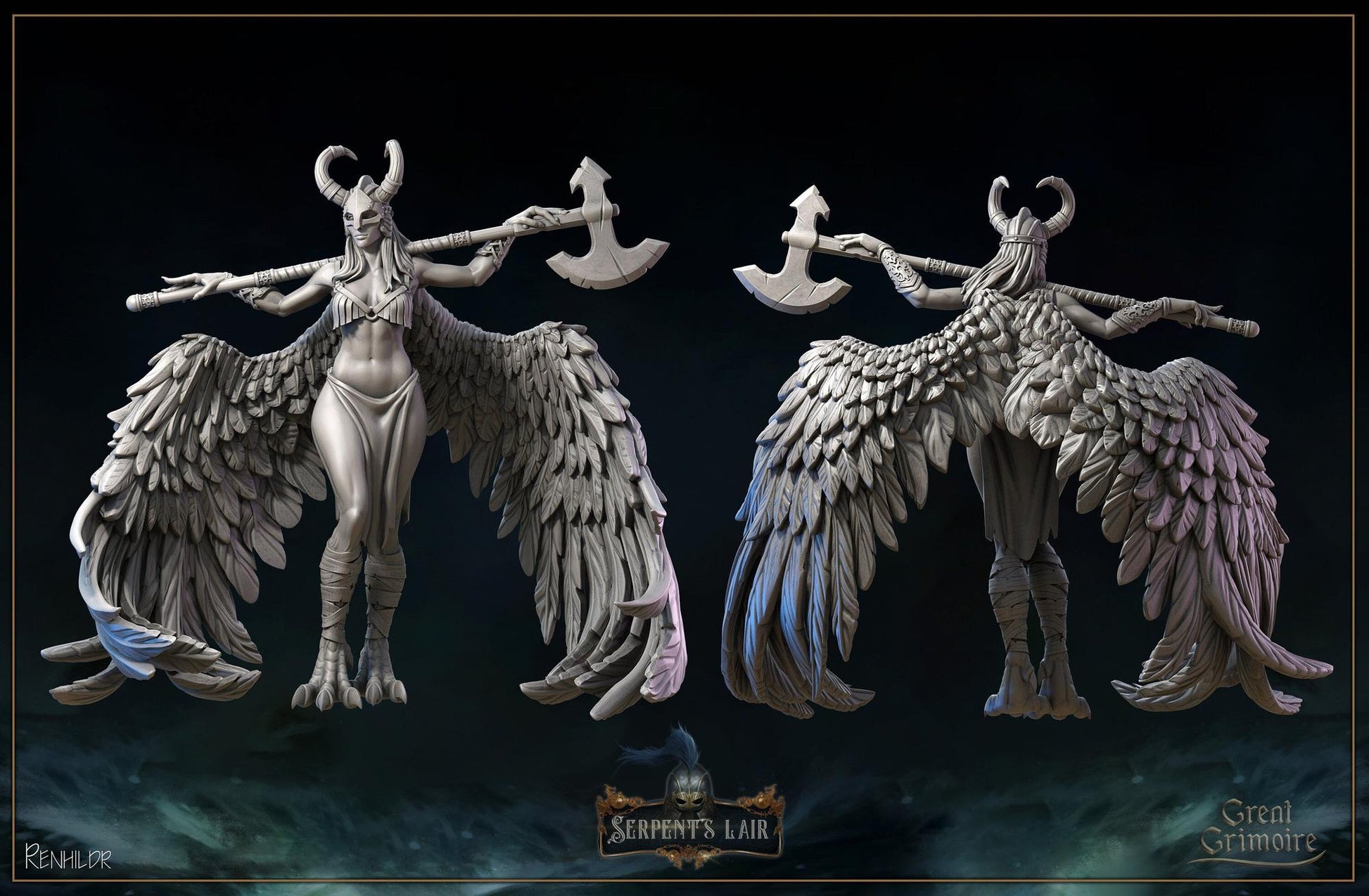 Valkyries, Choosers of the Slain | Serpents Lair | Tabletop Gaming Miniature | Great Grimoire