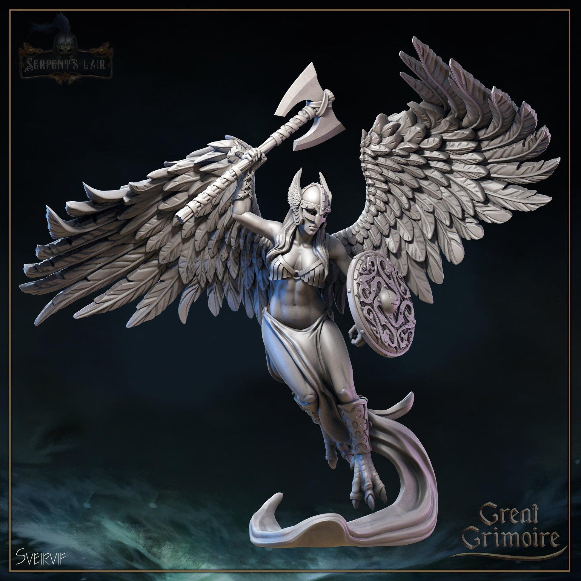 Valkyries, Choosers of the Slain | Serpents Lair | Tabletop Gaming Miniature | Great Grimoire