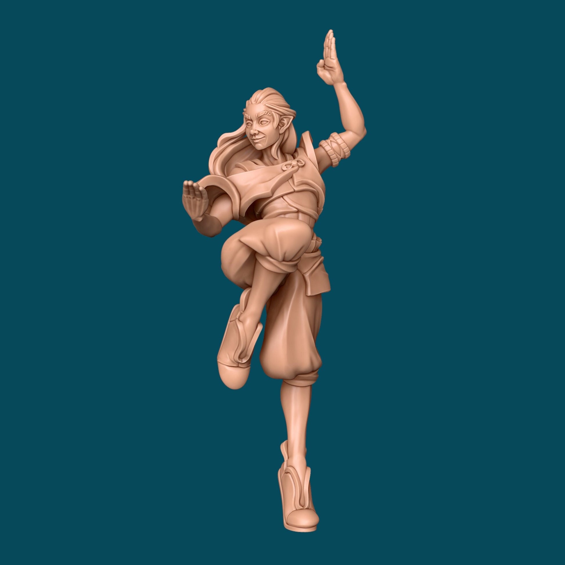 Wisp a Genasi Monk | D&D TTRPG Miniature | Awkward Penguin Minis