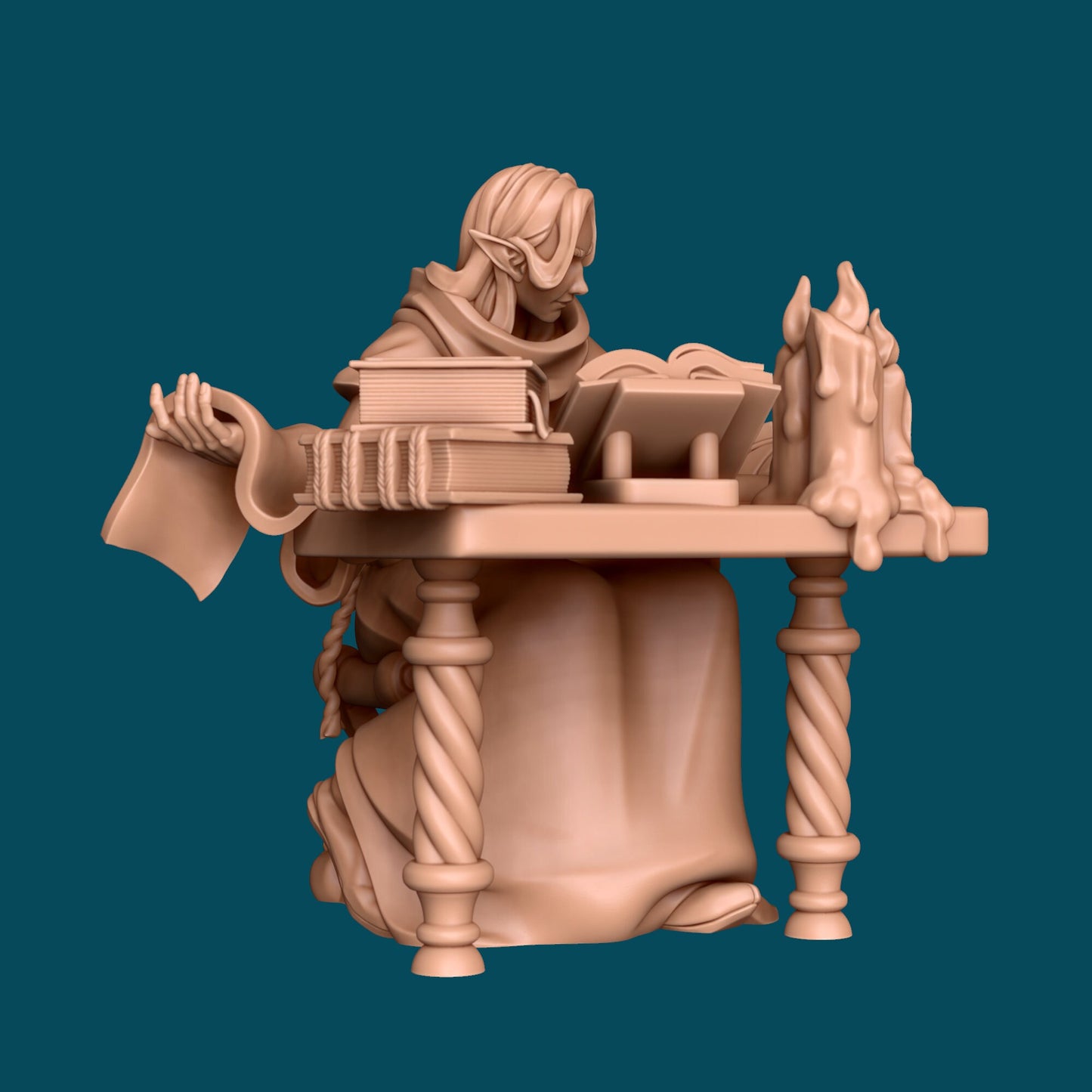 Vessa an Elven Scribe | D&D TTRPG Miniature | Awkward Penguin Minis