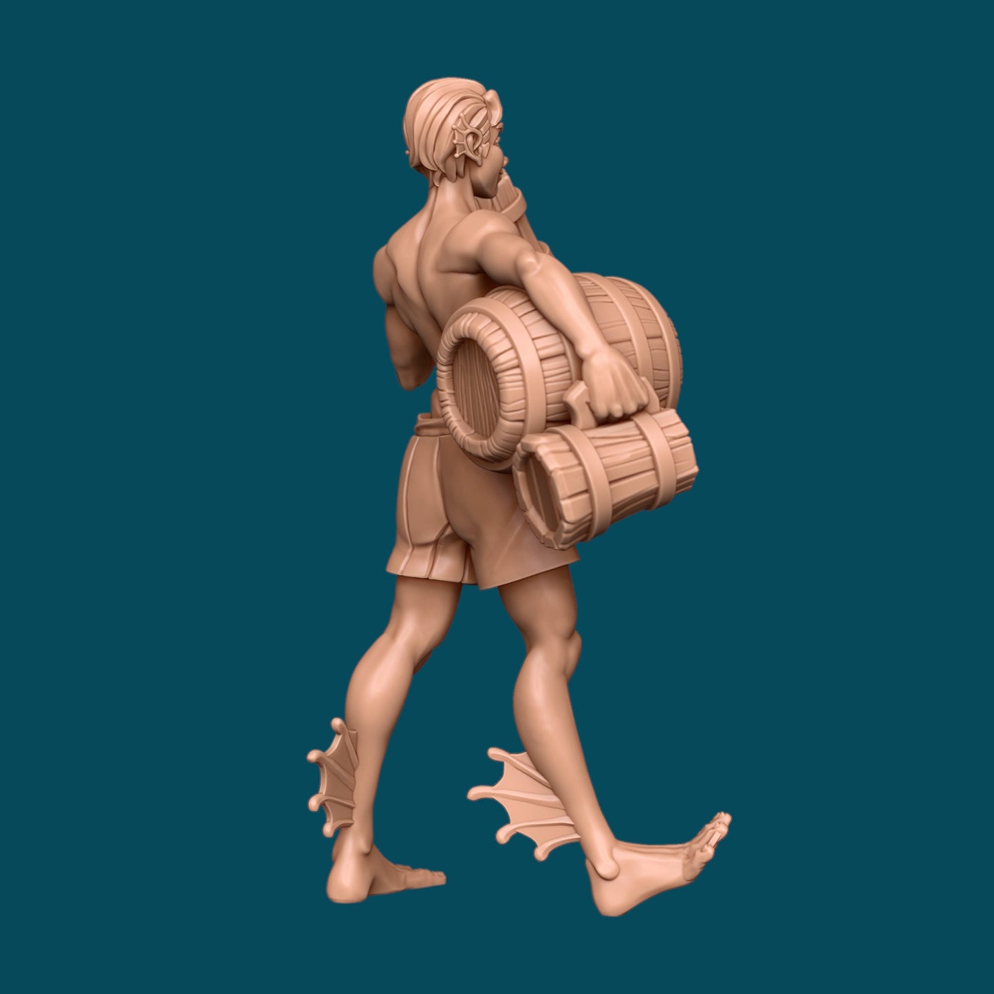 Wade a Happy Triton | D&D TTRPG Miniature | Awkward Penguin Minis