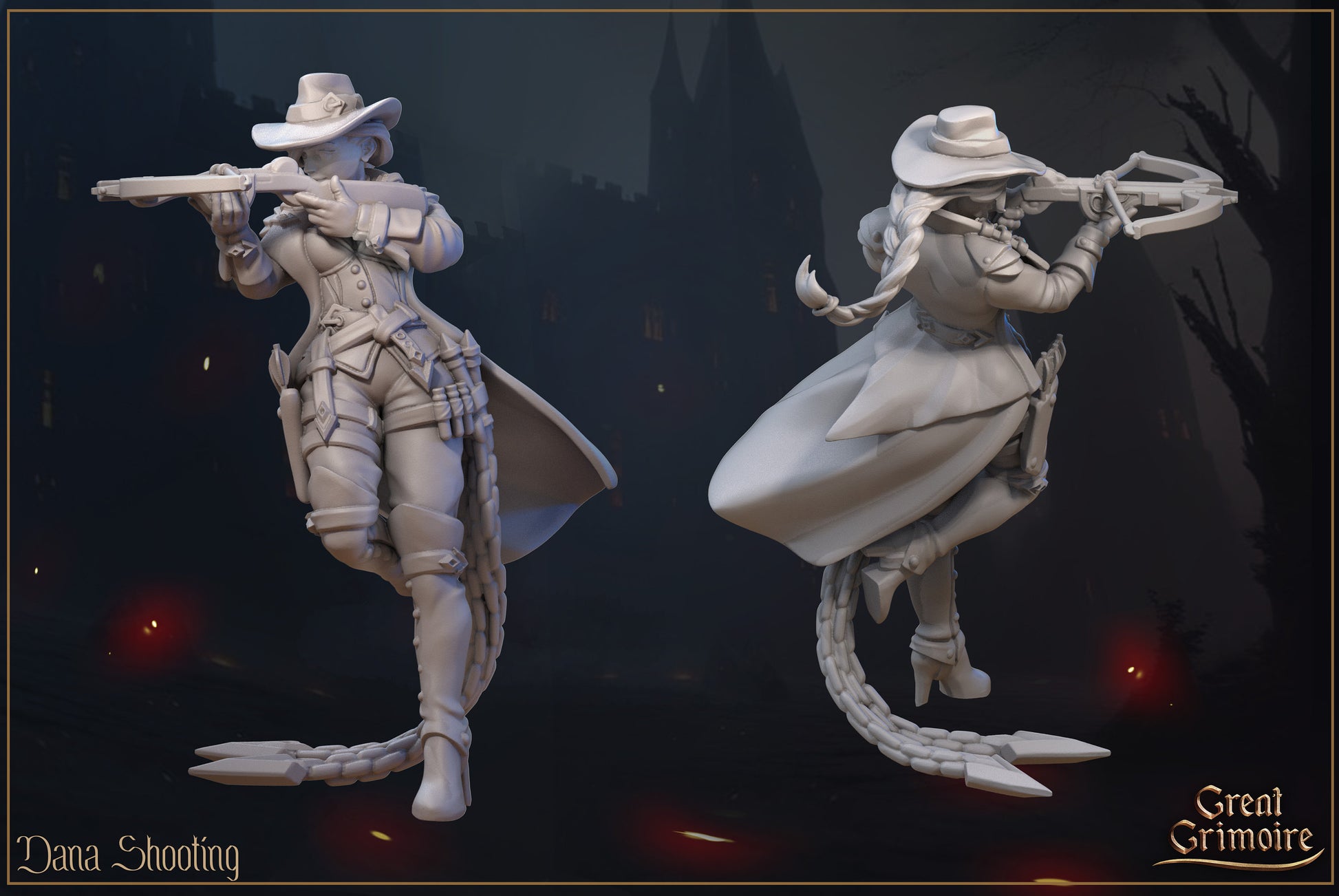 Dana Hunter | TTRPG Miniature | Great Grimoire | Unpainted, Unplated Resin 8k