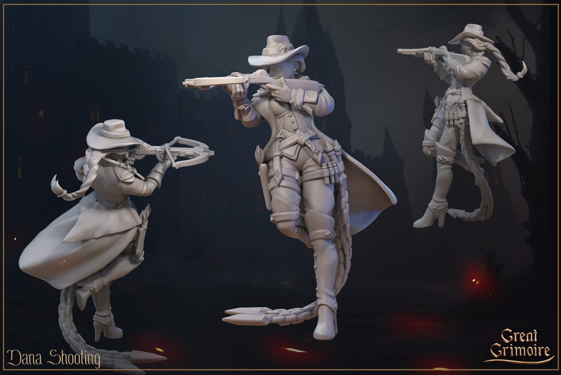 Dana Hunter | TTRPG Miniature | Great Grimoire | Unpainted, Unplated Resin 8k