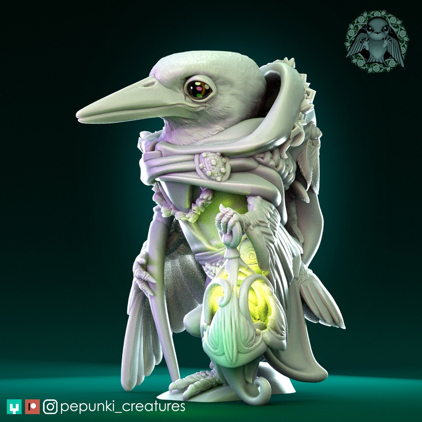 Kingfisher Druid | Tabletop or Display Scale | D&D Humblewood TTRPG Miniature | Pepunki Creatures