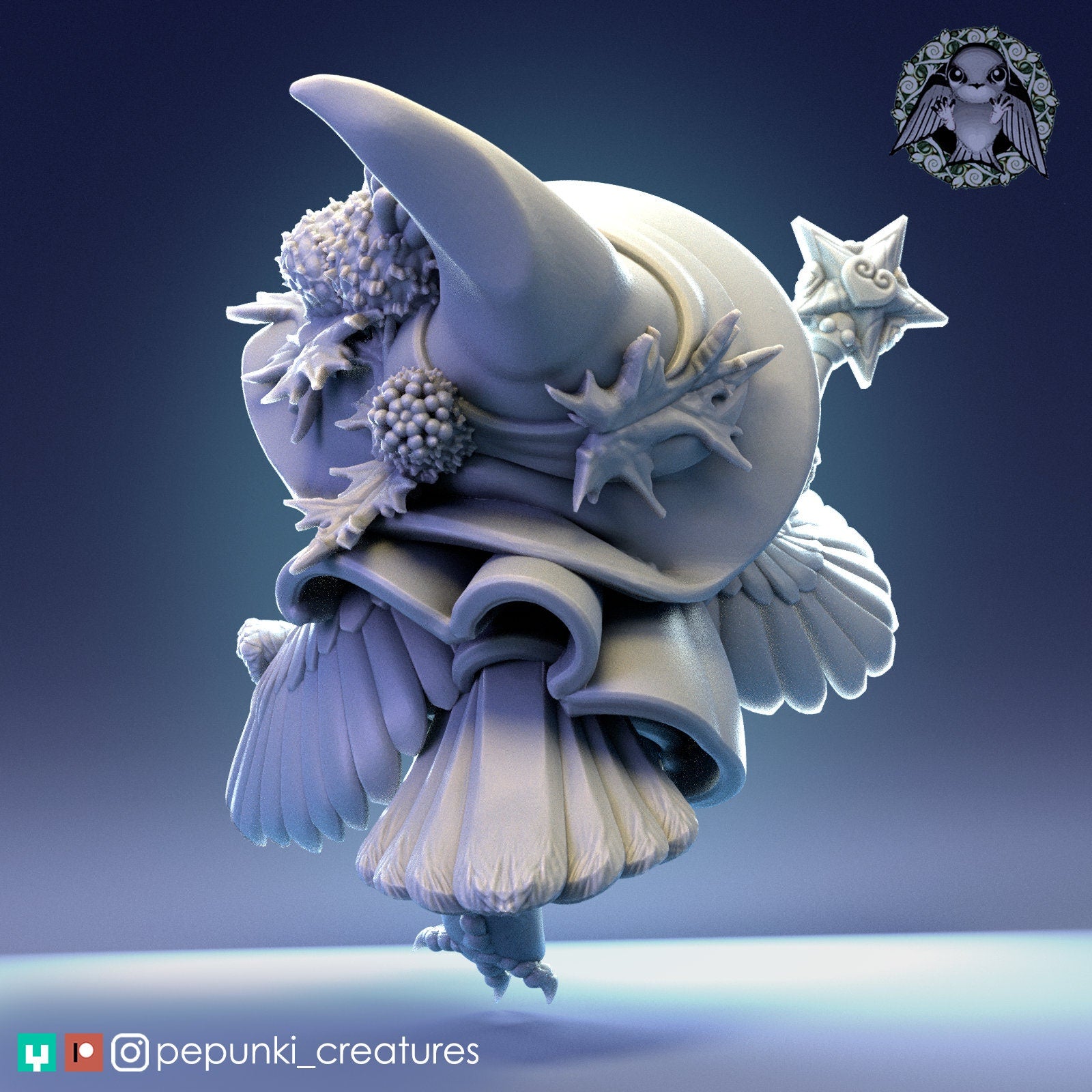 Owl Mage Wizard | Tabletop or Display Scale | D&D Humblewood TTRPG Miniature | Pepunki Creatures