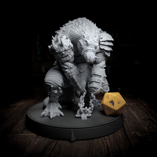 Kothar Skran, Crocodile Prisoner | Tabletop Scale | TTRPG D&D Miniature | Cripta Studios | Unpainted, Unplated Resin 8k