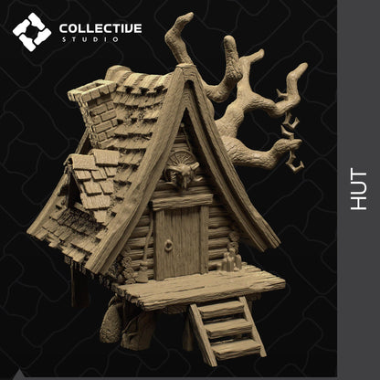 Hut, Witch, Fairy, Elf, Tree Forest | Solid, Not Playable Building | D&D Scatter Miniature | Collective Studio