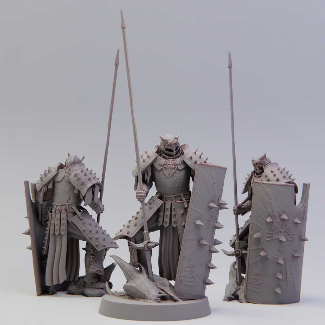 Ebon Cathedral Clergy | D&D TTRPG Miniature Dark Soldiers Clerics | Realsteone Miniatures