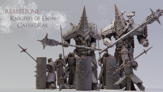 Ebon Cathedral Clergy | D&D TTRPG Miniature Dark Soldiers Clerics | Realsteone Miniatures