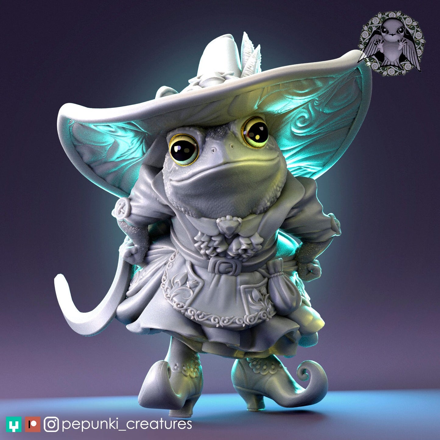 Toad Witch, Magician Warlock | Tabletop or Display Scale | D&D Humblewood TTRPG Miniature | Pepunki Creatures