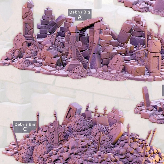 Graveyard Debris / Difficult Terrain, Scatter, Rocks, Gravestones, Rubble, Trees, Tombs, Altar | FULL SET D&D Miniature | Cast n Play