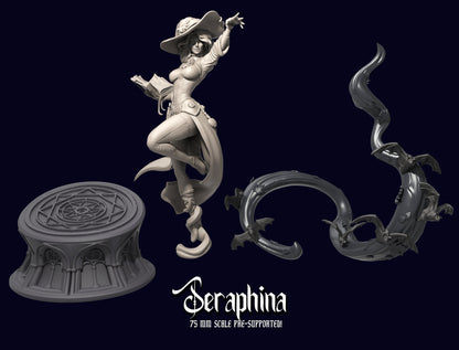 Seraphina Magic Witch Warlock | DISPLAY SCALE | D&D TTRPG Fantasy Miniature | Dungeons and Maidens