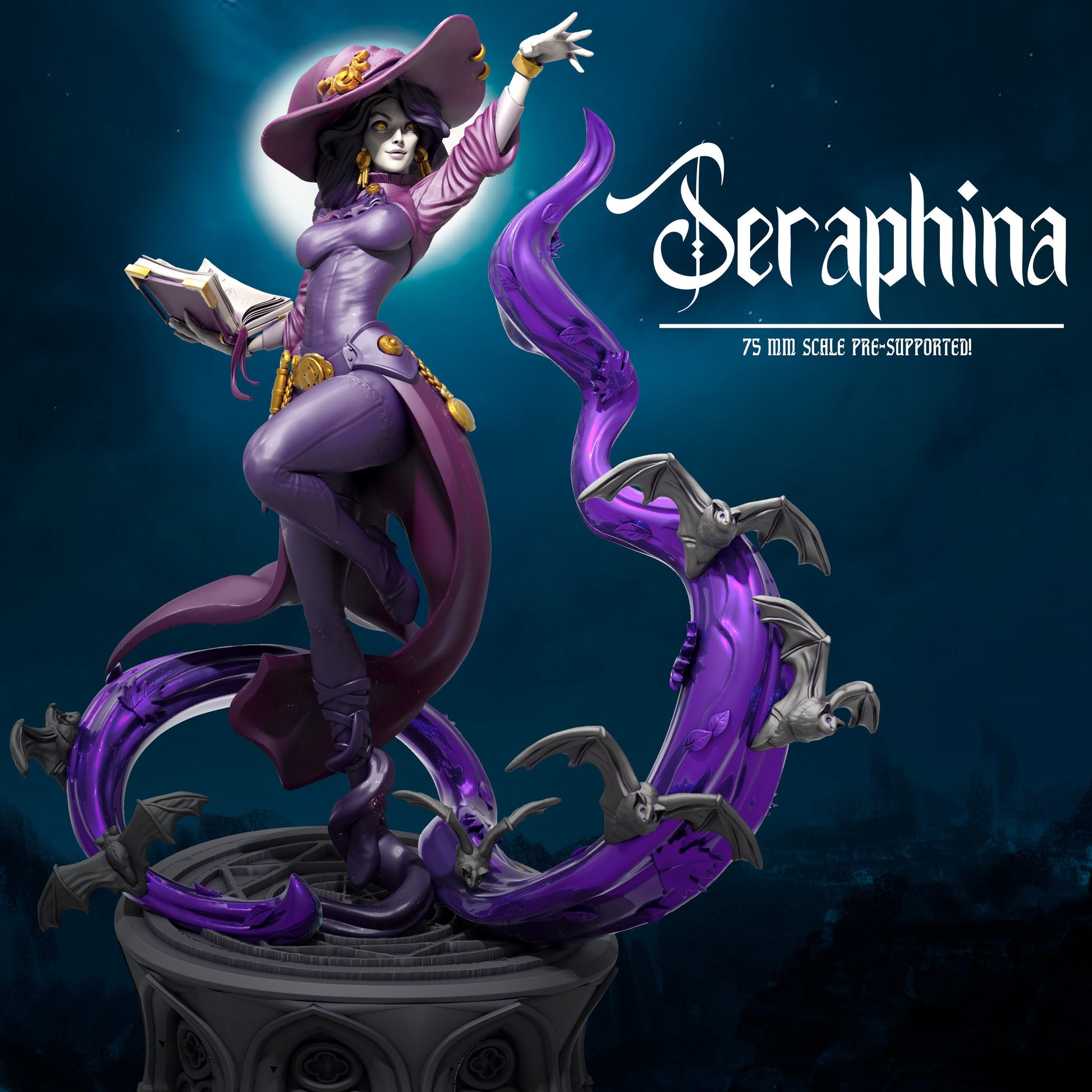 Seraphina Magic Witch Warlock | DISPLAY SCALE | D&D TTRPG Fantasy Miniature | Dungeons and Maidens