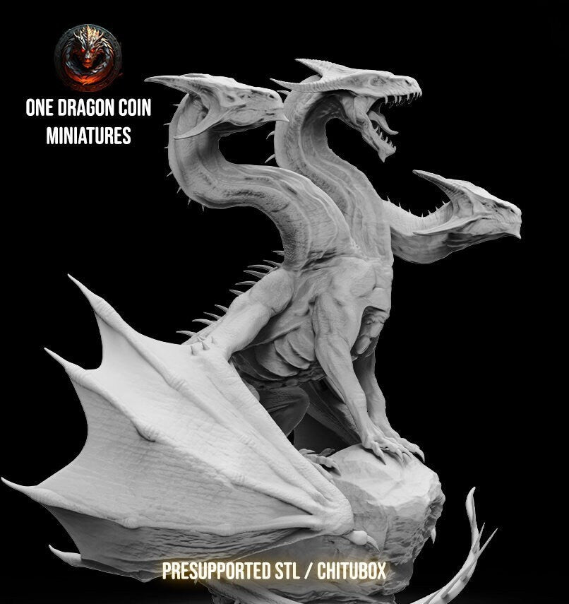 Threexia the Matriarch Hydra Dragon | TABLETOP SCALE | TTRPG Monster Miniature | Spirit of Resin Miniatures