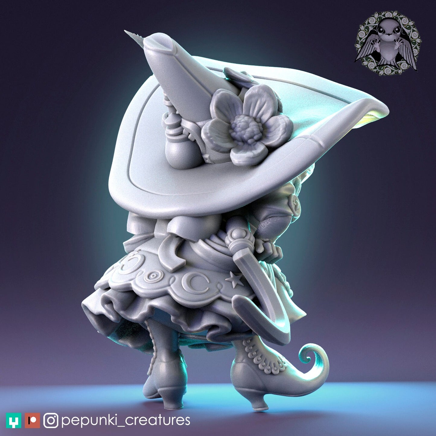 Toad Witch, Magician Warlock | Tabletop or Display Scale | D&D Humblewood TTRPG Miniature | Pepunki Creatures