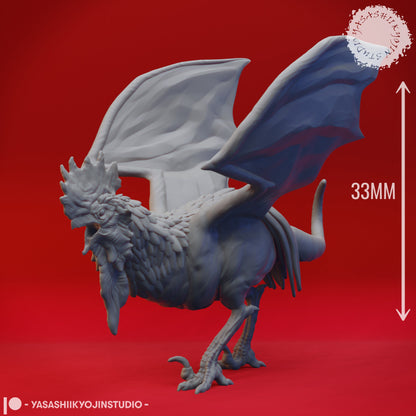 Cockatrice | TABLETOP SCALE | D&D TTRPG Miniature | Yasashii Kyojin Studio