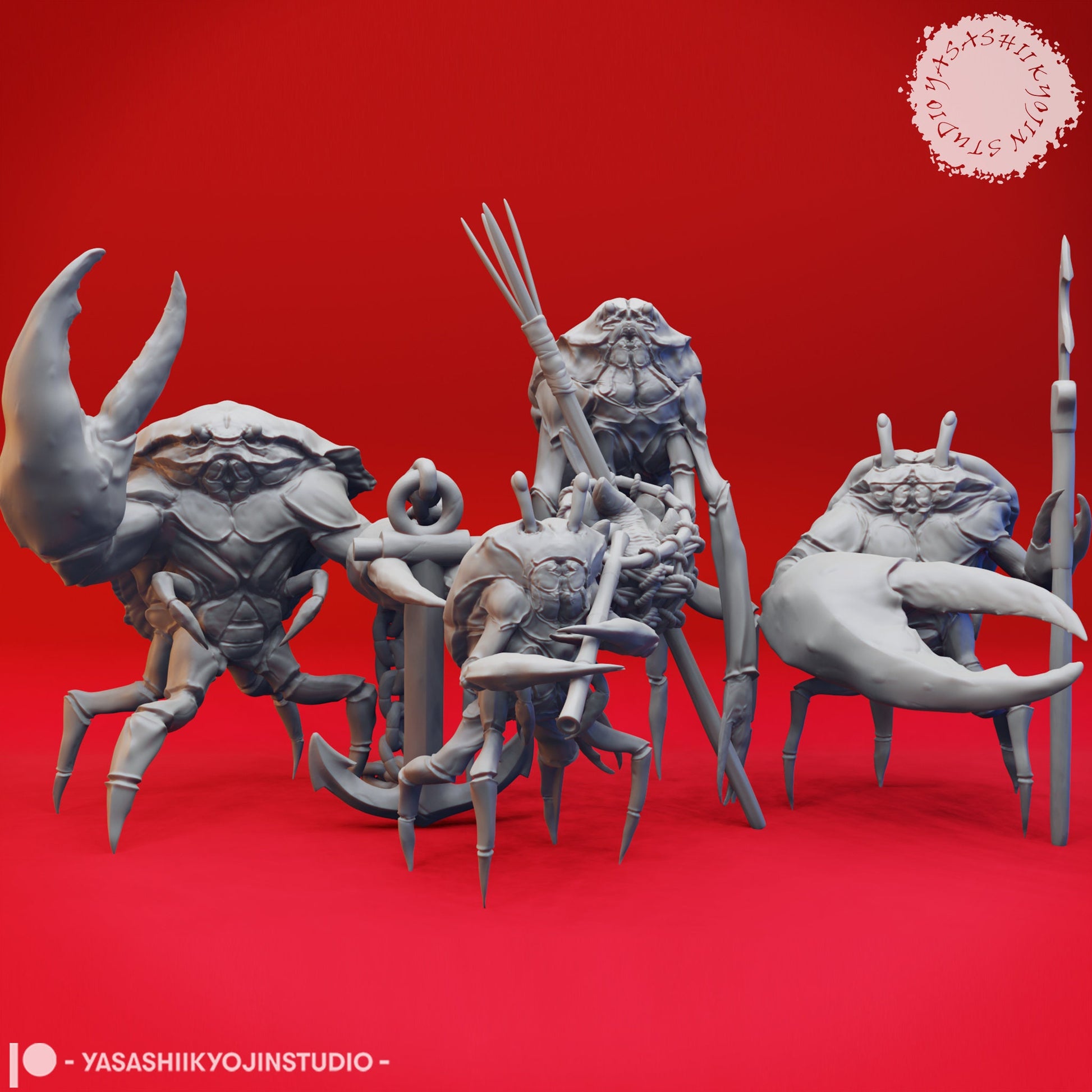 Crabfolk | TABLETOP SCALE | TTRPG Monster Miniature | Yasashii Kyojin Studio