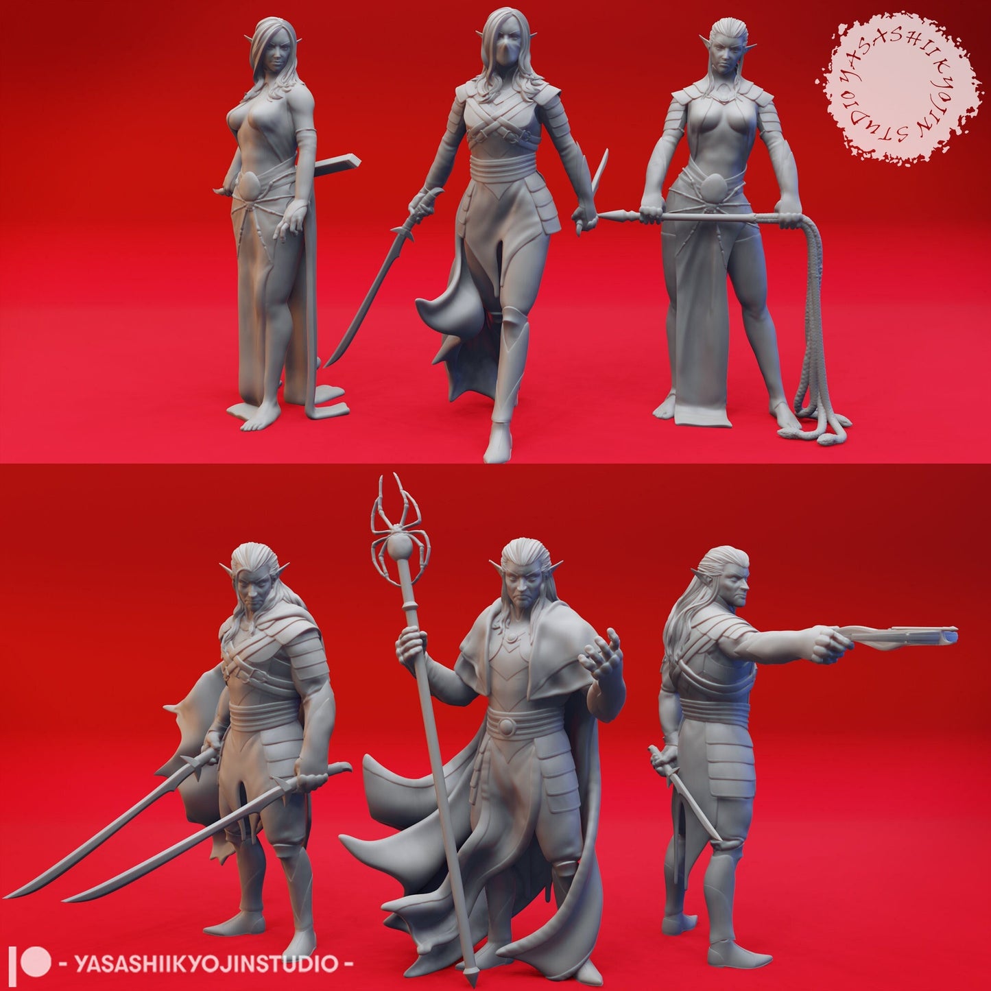 Drow | TABLETOP SCALE | TTRPG Monster Miniature | Yasashii Kyojin Studio