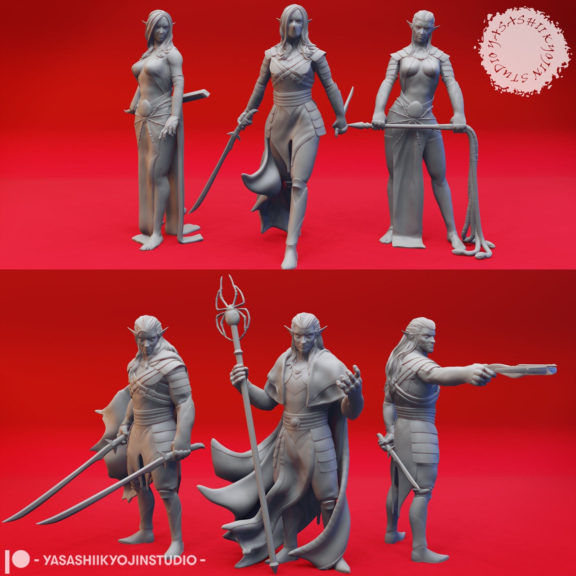 Drow | TABLETOP SCALE | TTRPG Monster Miniature | Yasashii Kyojin Studio