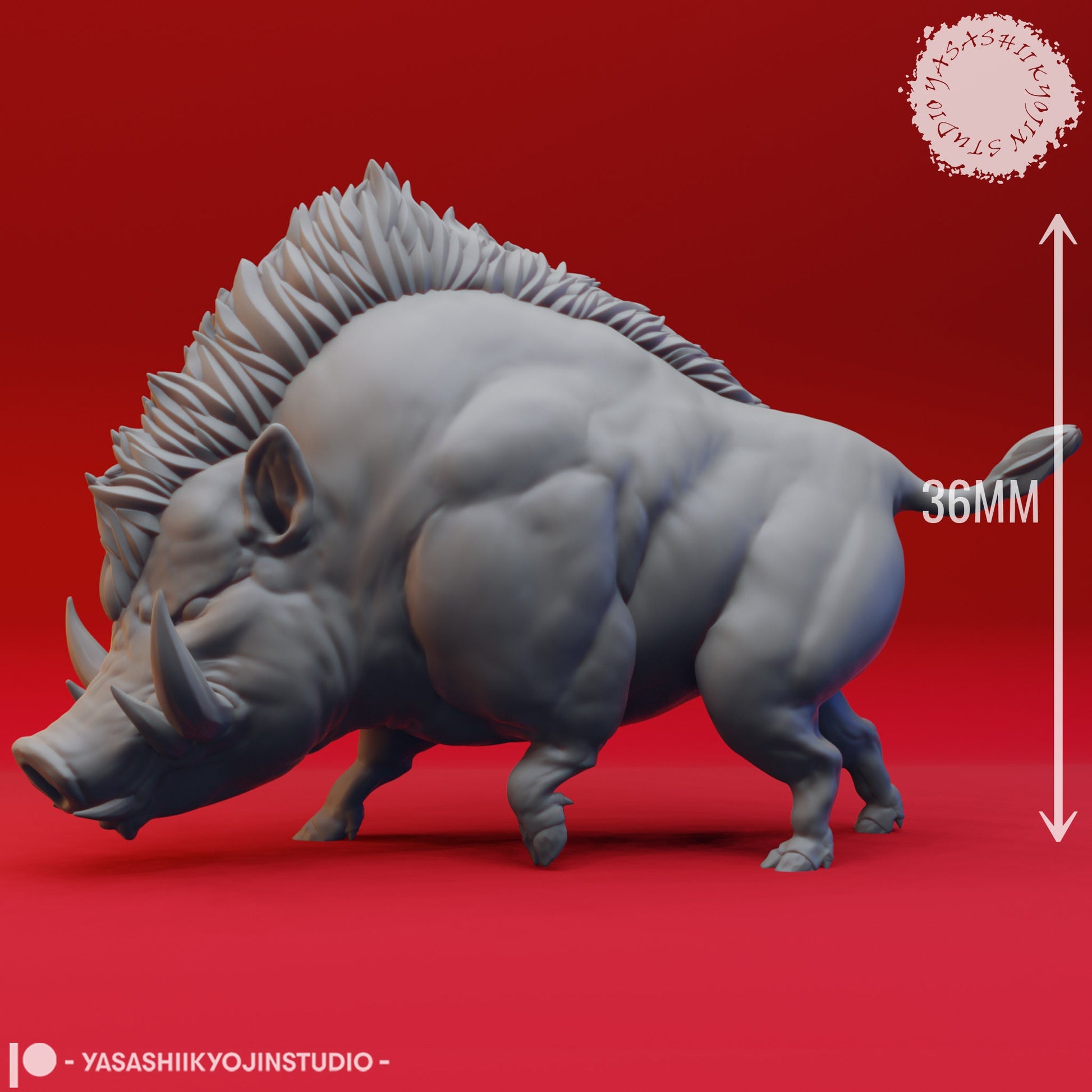 Giant Boar | TABLETOP SCALE | TTRPG Monster Miniature | Yasashii Kyojin Studio