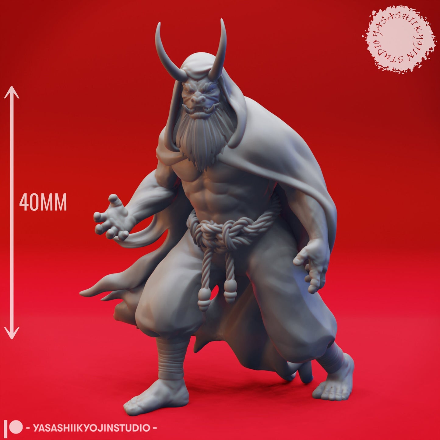 Oni | TTRPG Monster Miniature | Yasashii Kyojin Studio | Unpainted, Unplated Resin 8k