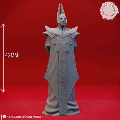 Red Wizard tabletop miniature from Tattles Told 3D, featuring a detailed wizard figure for D&D and TTRPG gaming.