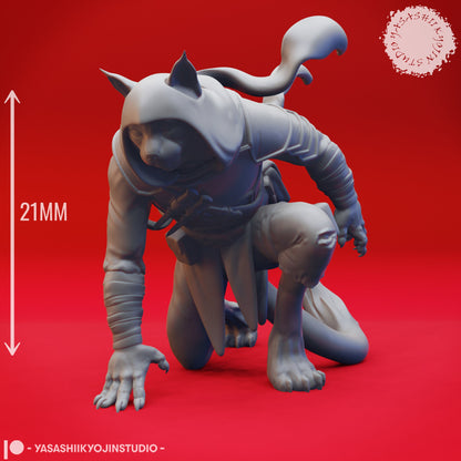 Tabaxi | TTRPG Monster Miniature | Yasashii Kyojin Studio | Unpainted, Unplated Resin 8k