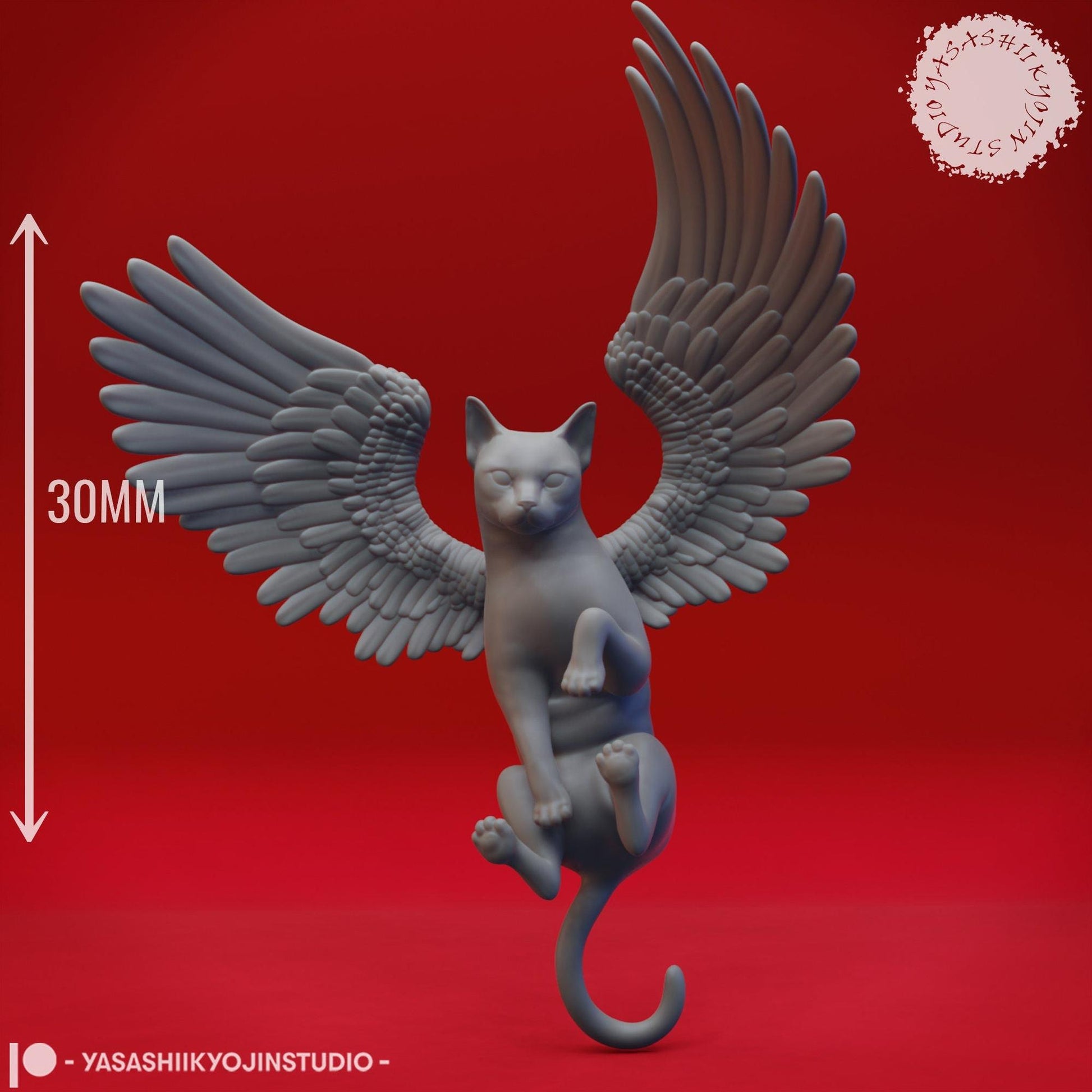 Tressym, Winged Cat Wizard Familiar | TABLETOP SCALE | D&D TTRPG Monster Miniature | Yasashii Kyojin Studio