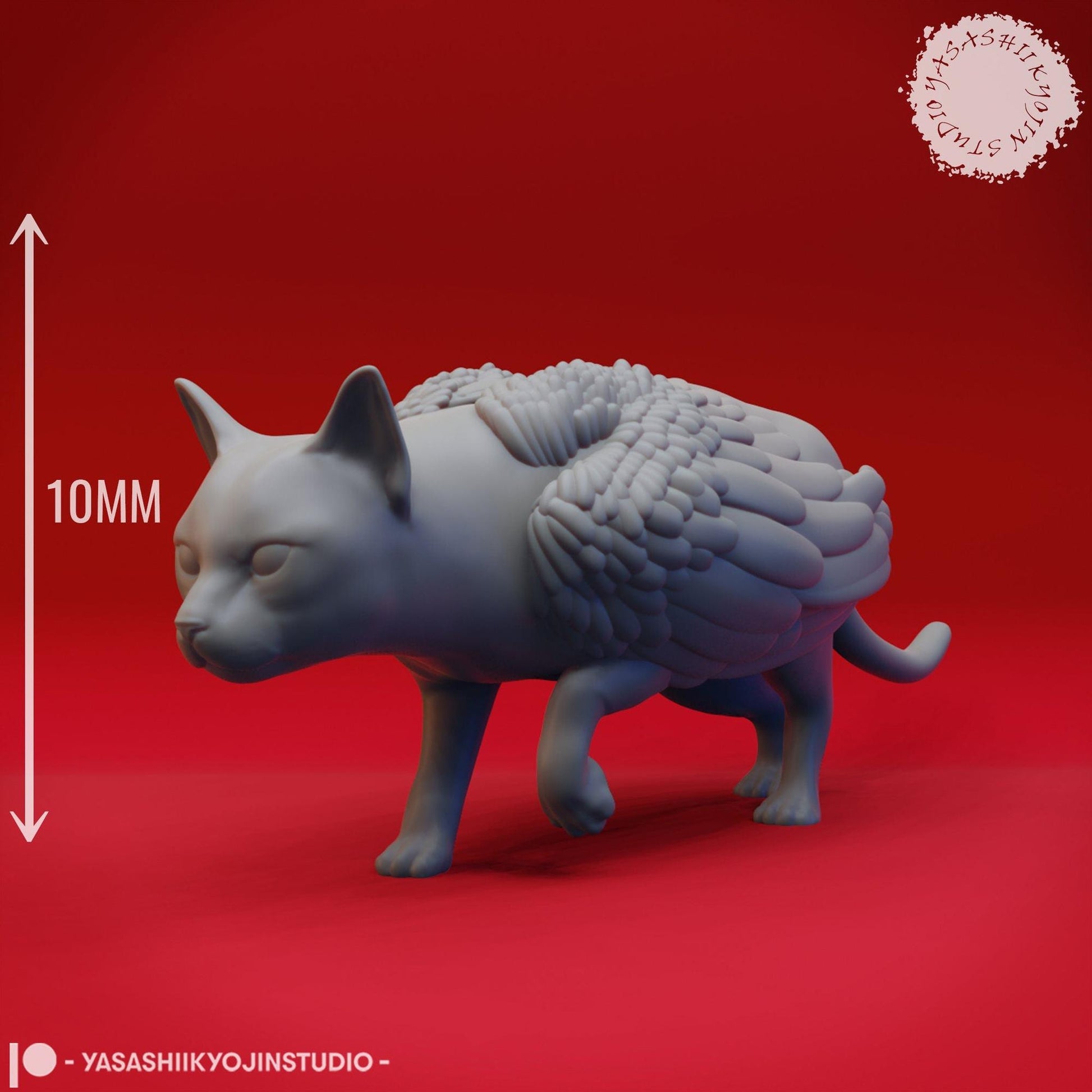 Tressym, Winged Cat Wizard Familiar | TABLETOP SCALE | D&D TTRPG Monster Miniature | Yasashii Kyojin Studio