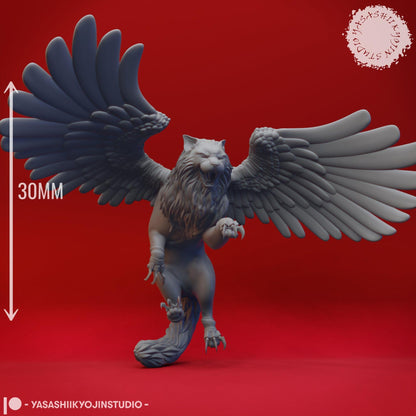 Tressym, Winged Cat Wizard Familiar | TABLETOP SCALE | D&D TTRPG Monster Miniature | Yasashii Kyojin Studio