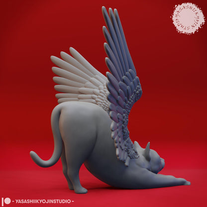Tressym, Winged Cat Wizard Familiar | TABLETOP SCALE | D&D TTRPG Monster Miniature | Yasashii Kyojin Studio