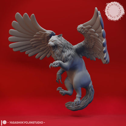 Tressym, Winged Cat Wizard Familiar | TABLETOP SCALE | D&D TTRPG Monster Miniature | Yasashii Kyojin Studio