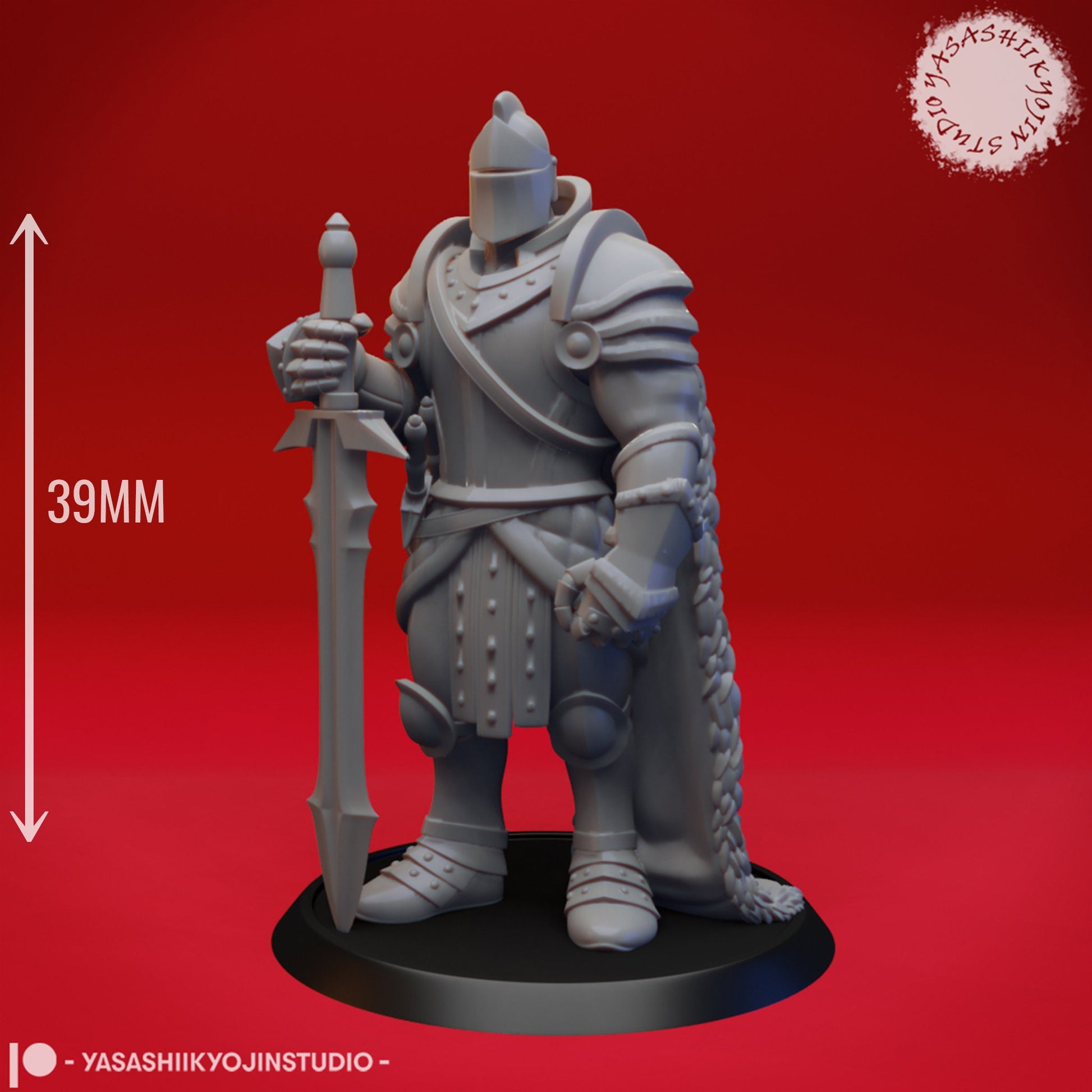 Armored Fighter | TABLETOP SCALE | D&D TTRPG Monster Miniature | Yasashii Kyojin Studio