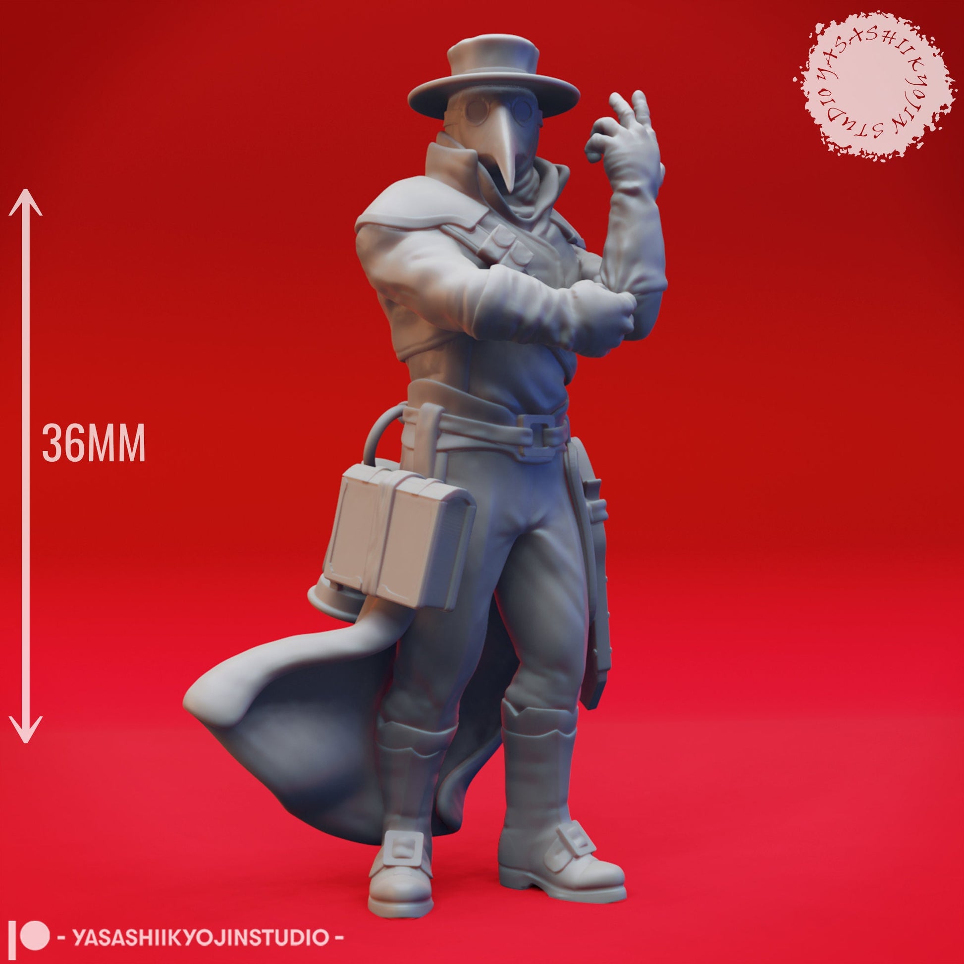 Plague Doctor | TABLETOP SCALE | TTRPG Monster Miniature | Yasashii Kyojin Studio