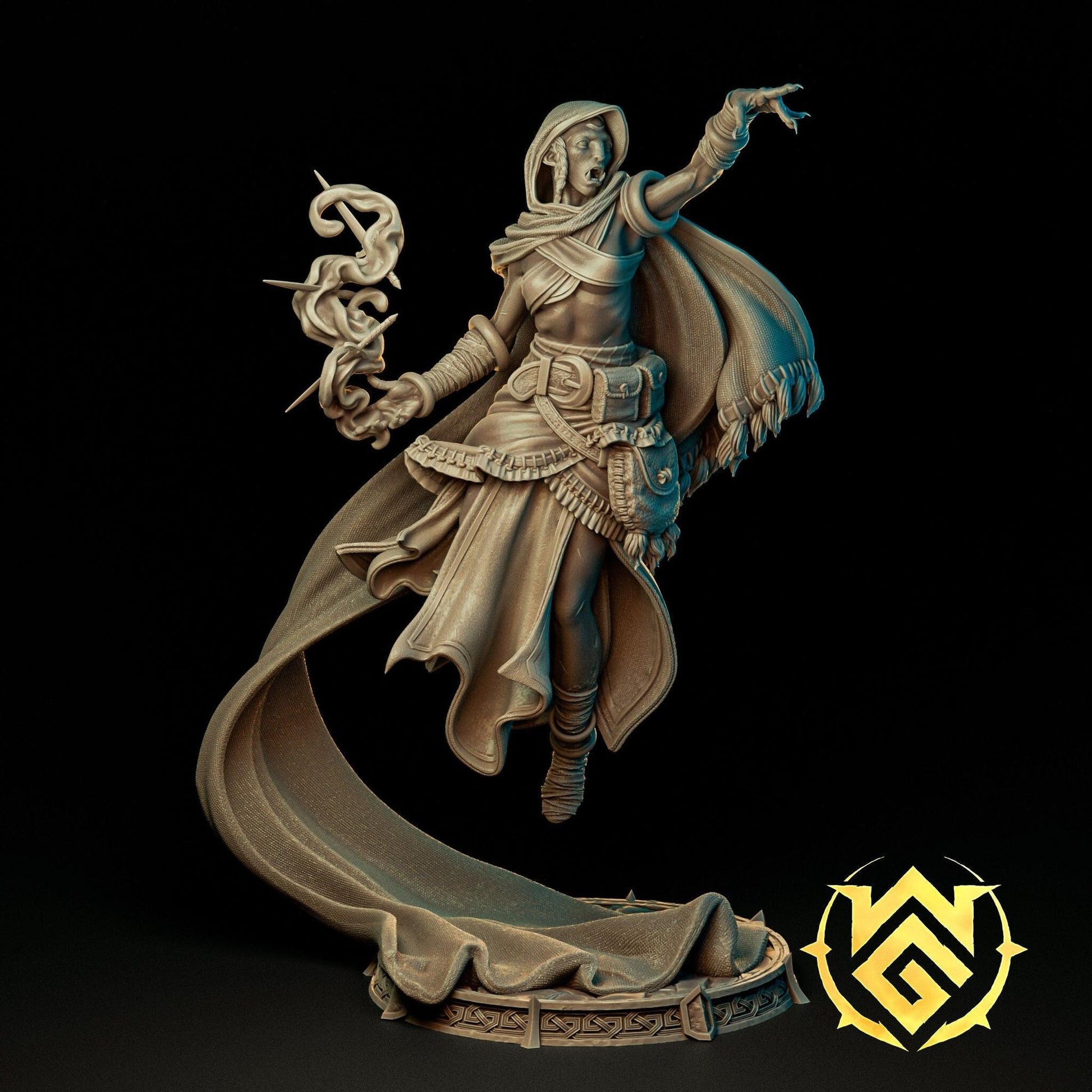 Dagger Dancer Psychic, Half Orc Sorcerer | TTRPG D&D Miniature | The Witchguild