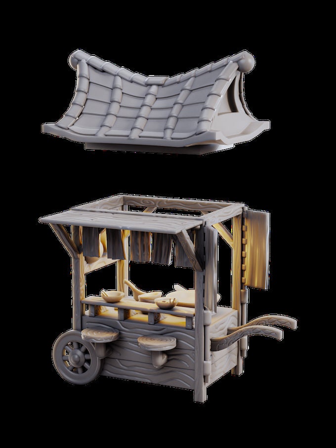 Food Stall Cart, Wandering Market | TTRPG Miniature | Laura Bäcker