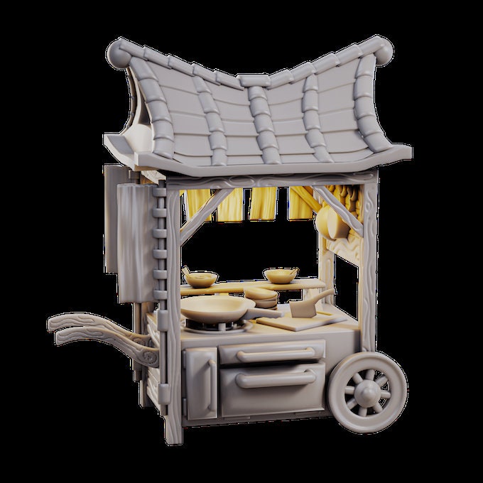 Food Stall Cart, Wandering Market | TTRPG Miniature | Laura Bäcker