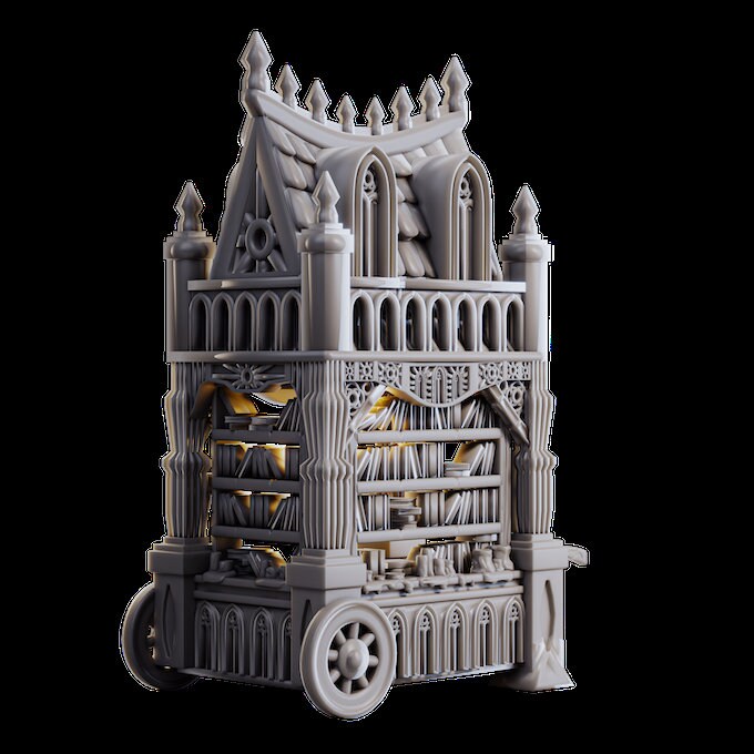Moving Library, Wandering Market | TTRPG Miniature | Laura Bäcker