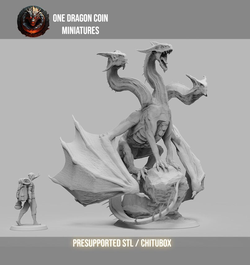 Threexia the Matriarch Hydra Dragon | TABLETOP SCALE | TTRPG Monster Miniature | Spirit of Resin Miniatures