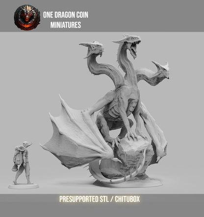 Threexia the Matriarch Hydra Dragon | TABLETOP SCALE | TTRPG Monster Miniature | Spirit of Resin Miniatures