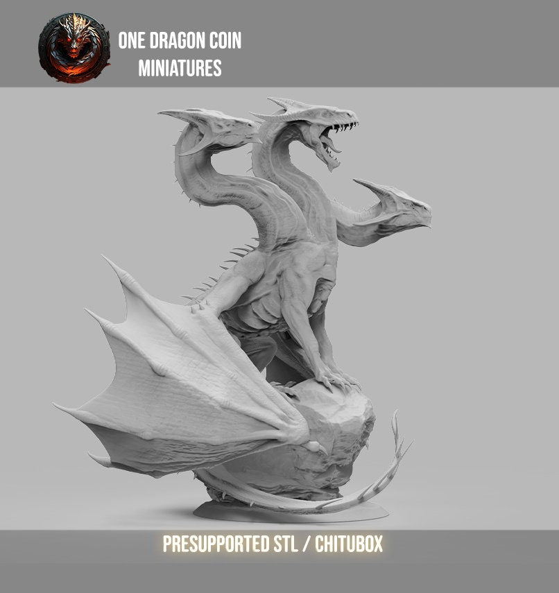 Threexia the Matriarch Hydra Dragon | TABLETOP SCALE | TTRPG Monster Miniature | Spirit of Resin Miniatures