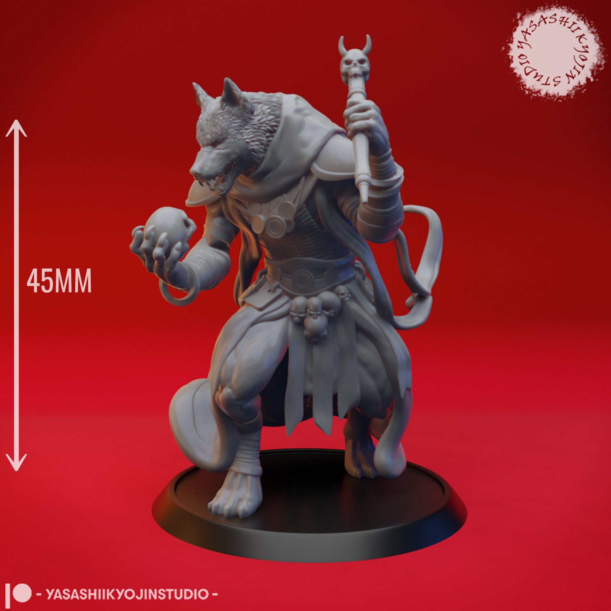 Coyote Necromancer | TABLETOP SCALE | TTRPG Monster Miniature | Yasashii Kyojin Studio