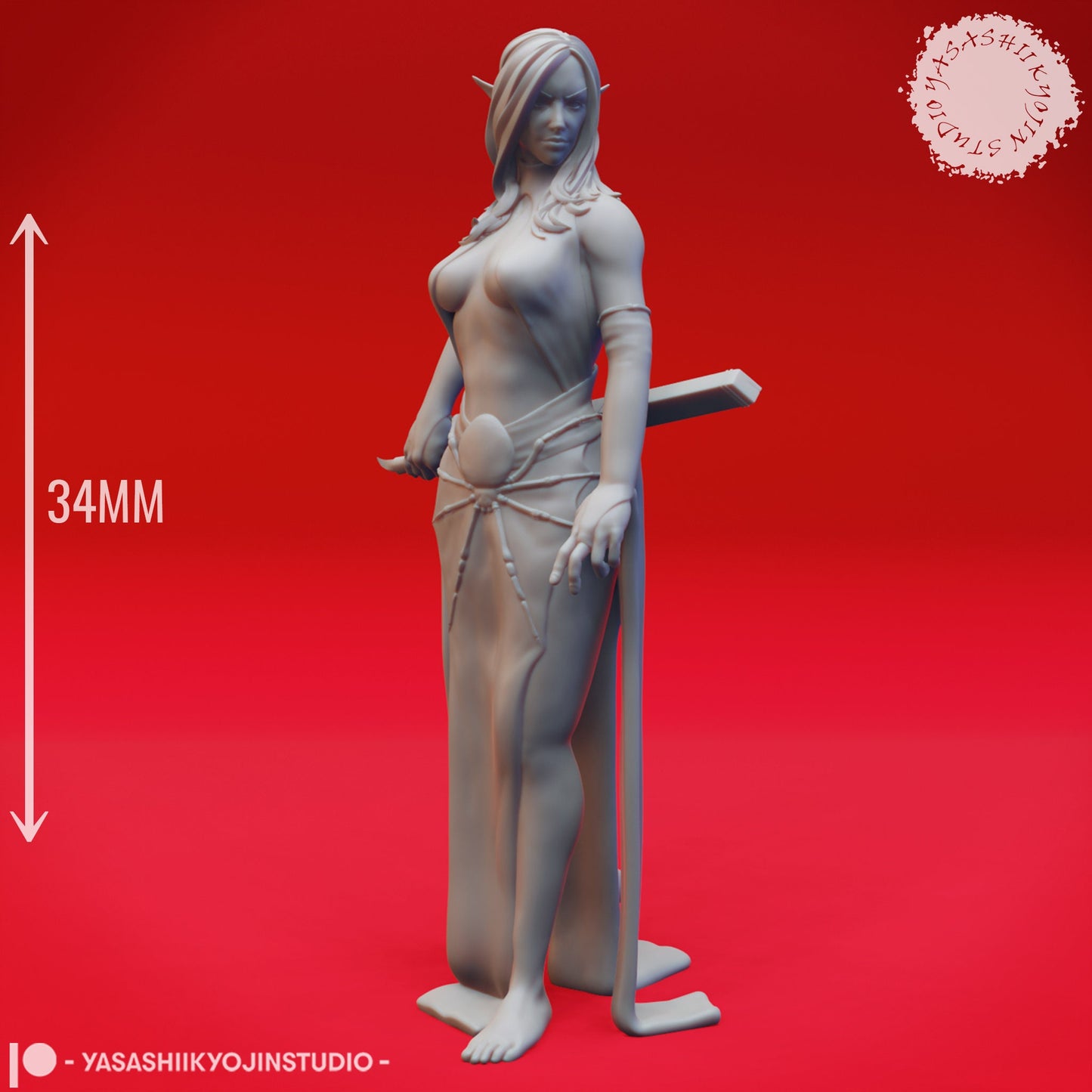Drow | TABLETOP SCALE | TTRPG Monster Miniature | Yasashii Kyojin Studio
