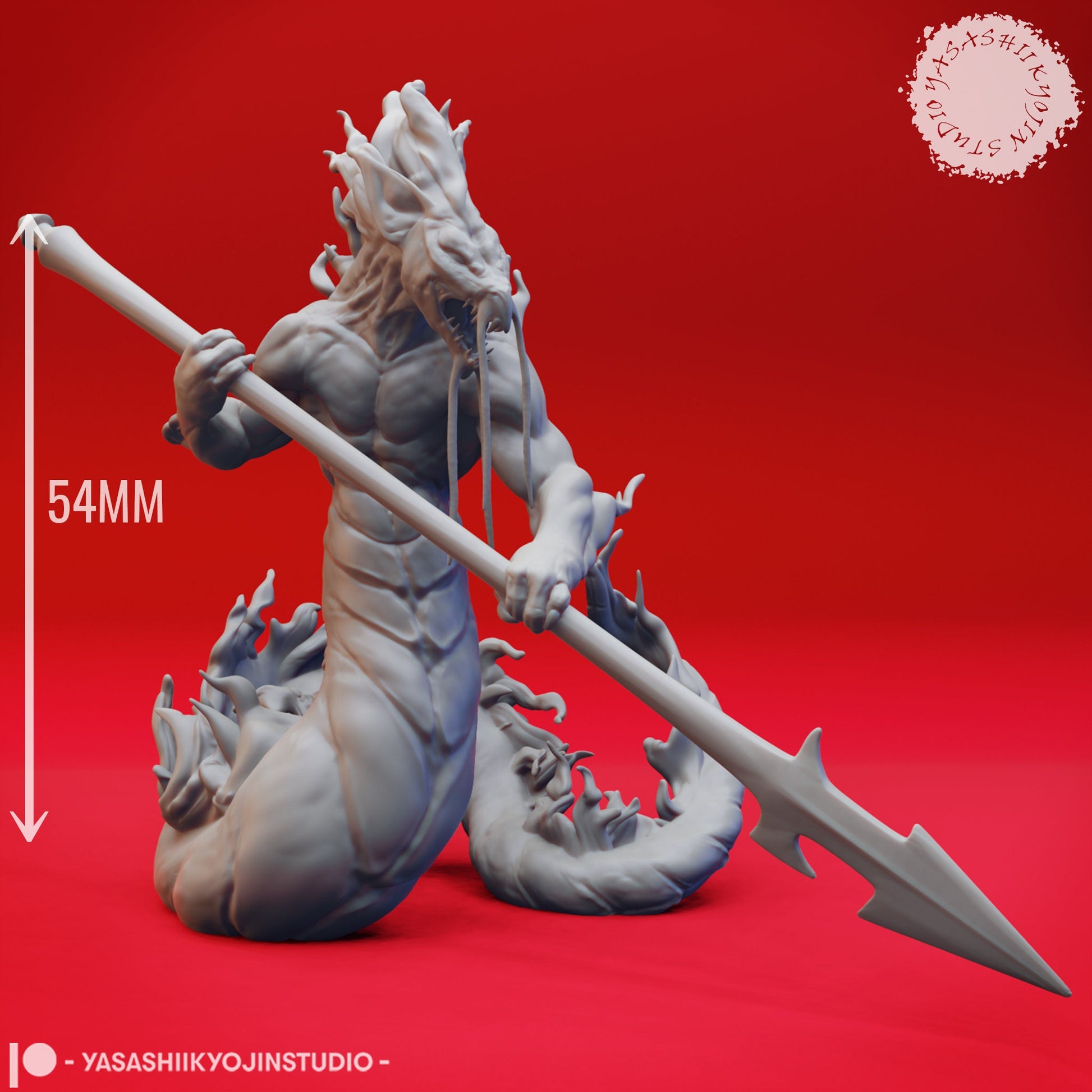 Flame Salamander | TABLETOP SCALE | D&D TTRPG Monster Miniature | Yasashii Kyojin Studio