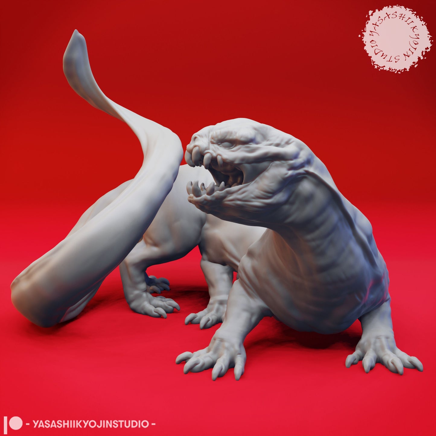 Frost Salamander | TABLETOP SCALE | TTRPG Monster Miniature | Yasashii Kyojin Studio