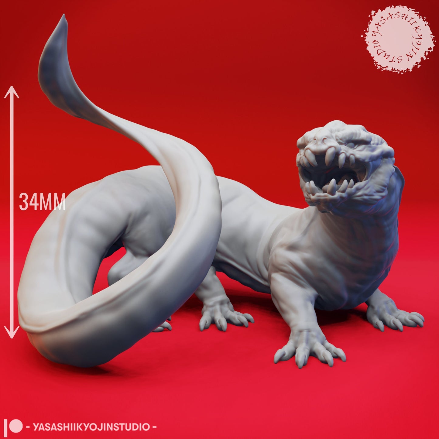 Frost Salamander | TABLETOP SCALE | TTRPG Monster Miniature | Yasashii Kyojin Studio