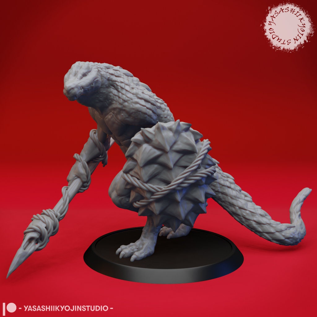 Lizardfolk | TABLETOP SCALE | D&D TTRPG Monster Miniature | Yasashii Kyojin Studio