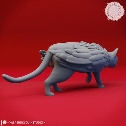 Tressym, Winged Cat Wizard Familiar | TABLETOP SCALE | D&D TTRPG Monster Miniature | Yasashii Kyojin Studio