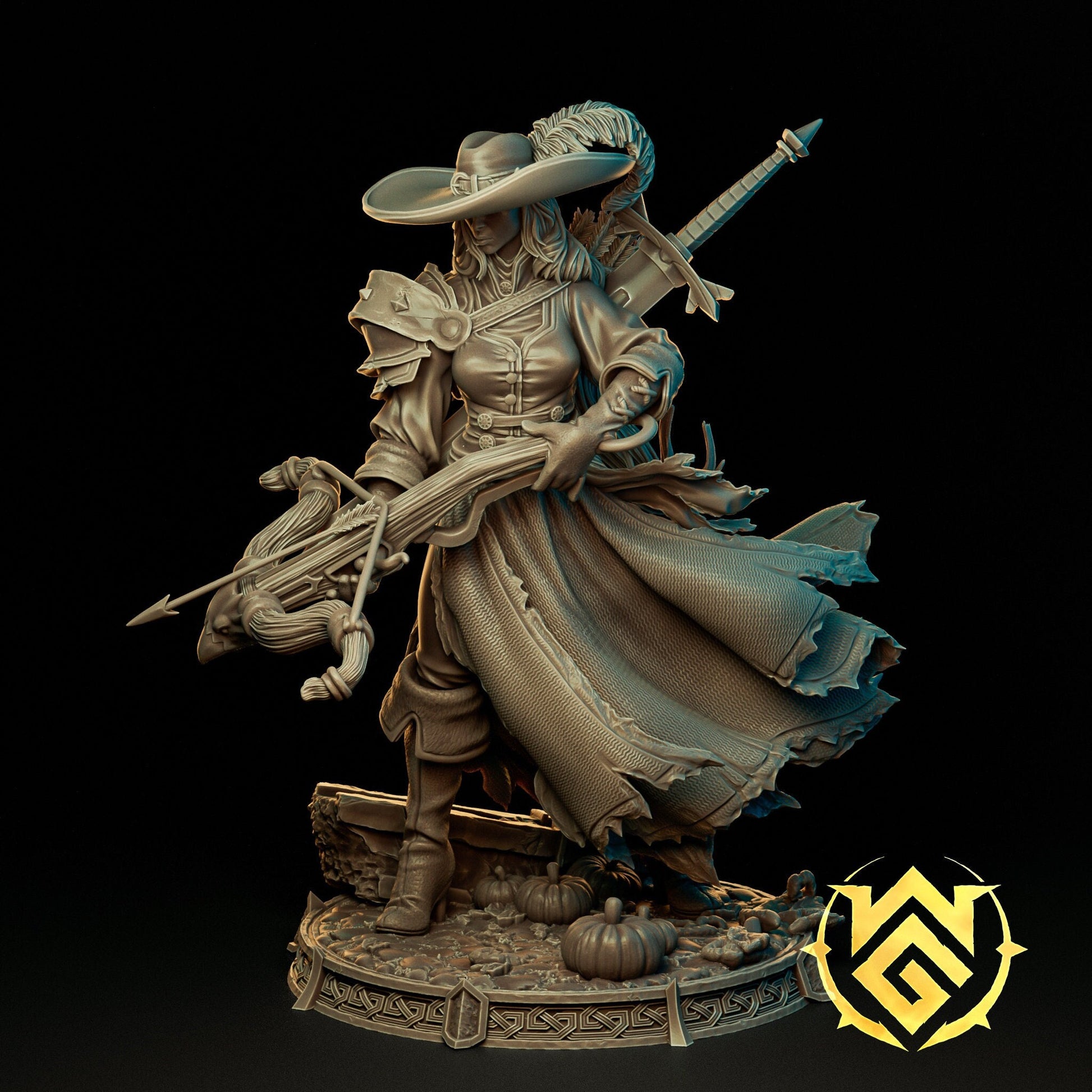Demon Hunter Mara, Half Elf Ranger | TTRPG D&D Miniature | The Witchguild